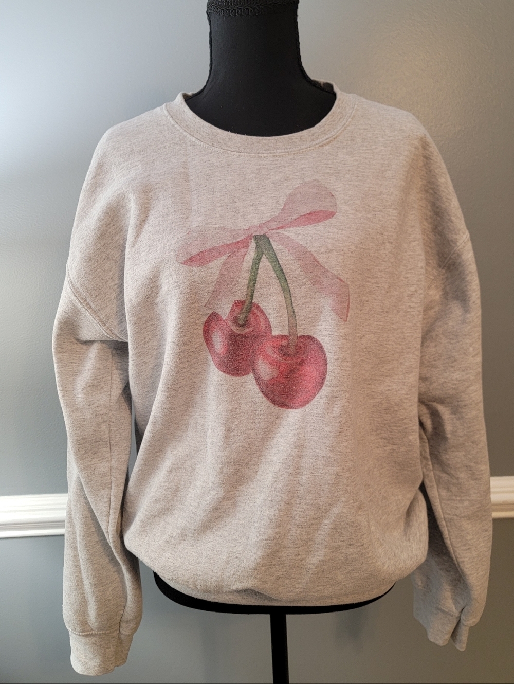 The Vaulty Gray Cherry Crewneck Sweatshirt